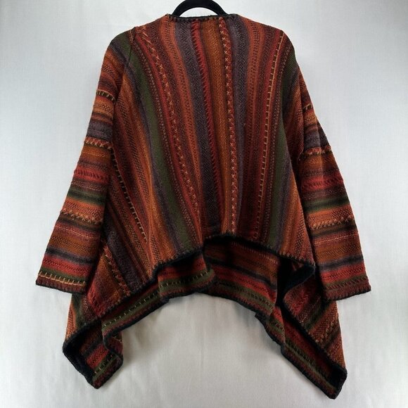 Sweater Womens Size M Southwestern Striped Cardigan One Button Asymmetric Brown - Picture 3 of 11